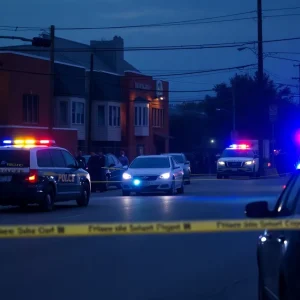 Police vehicles at the scene of a shooting in Shreveport