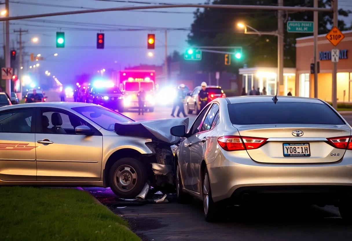Two damaged vehicles after a fatal crash in Shreveport