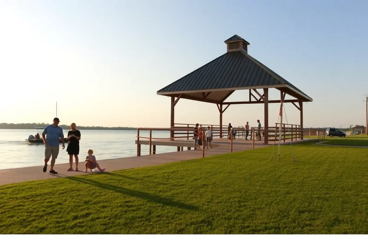 Families enjoying a sunny day at Stoner Boat Launch in Shreveport, Louisiana.