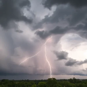 Thunderstorm cloud formation over Shreveport, Louisiana