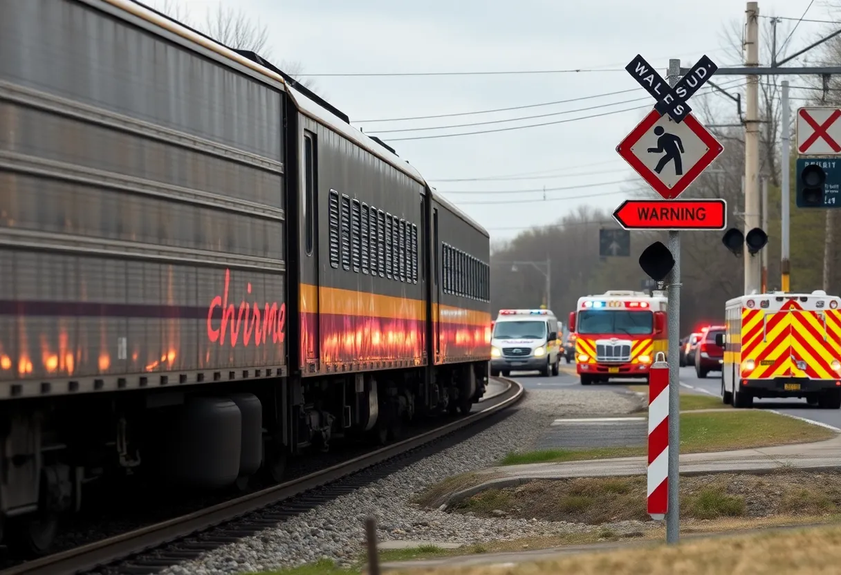 Emergency responders at the scene of a train accident