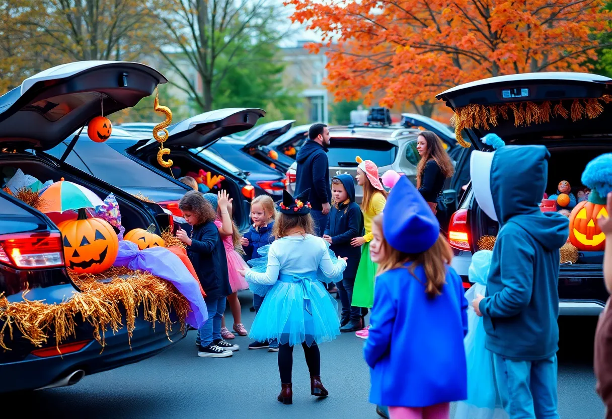Children participating in trunk or treat events during Halloween in Shreveport-Bossier.
