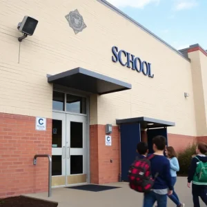 Illustration of a school with improved safety protocols