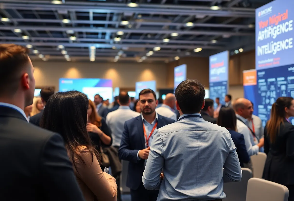 Participants discussing artificial intelligence at a conference