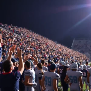Fans cheering at an Airline High School football game