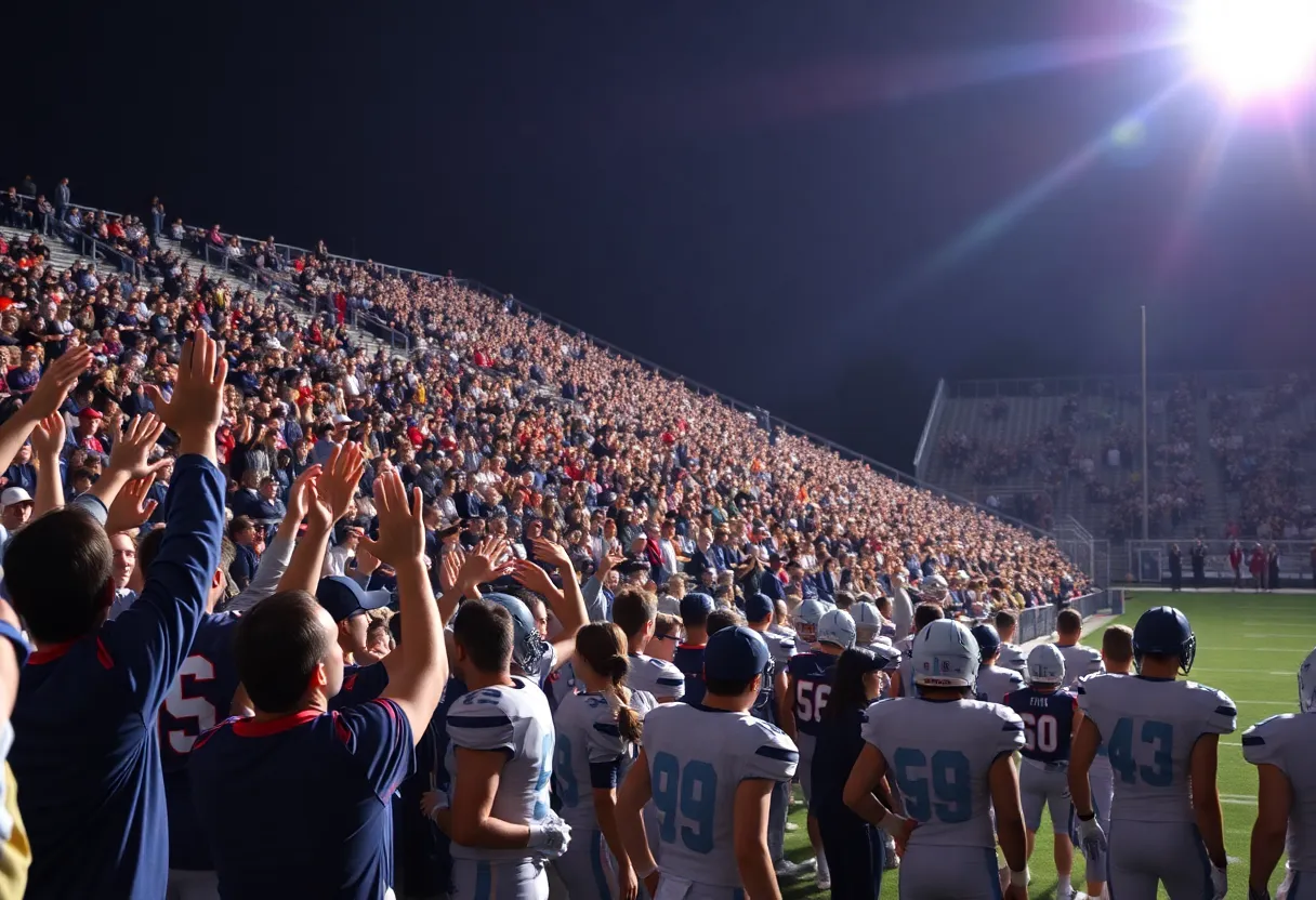 Fans cheering at an Airline High School football game