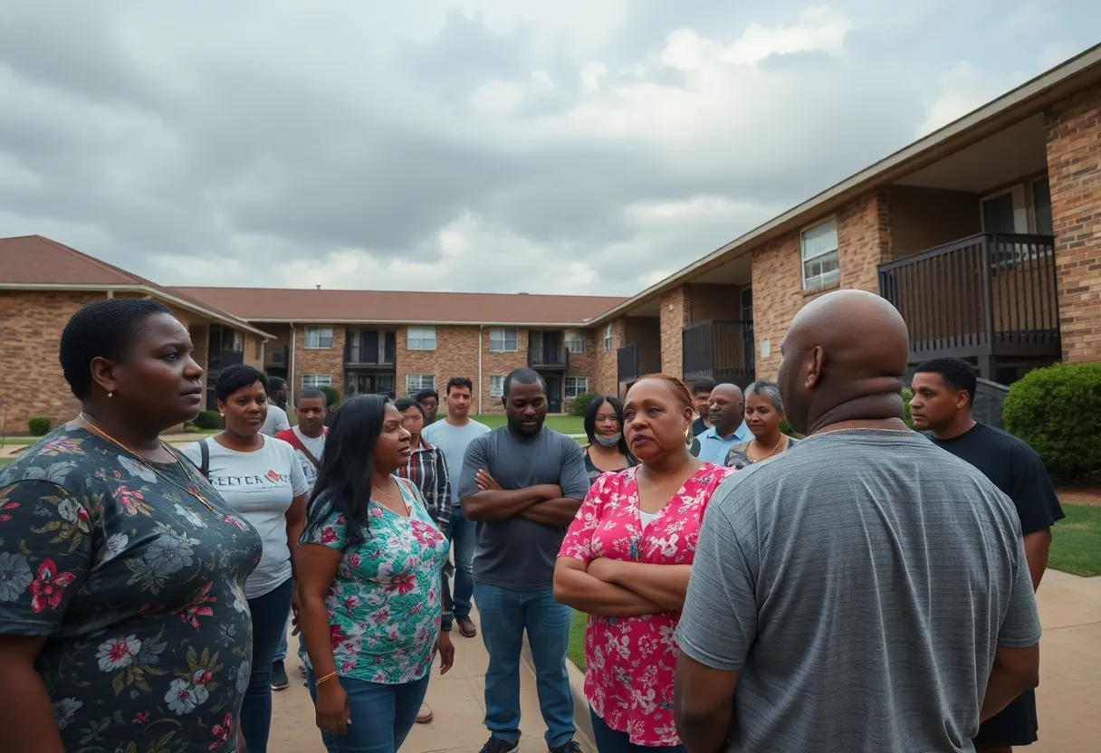 Residents of Cambridge Court 2 Apartments discussing issues related to unpaid water bills