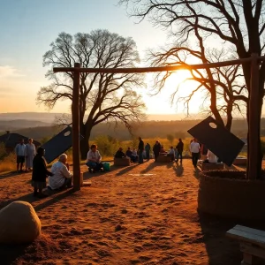 A gathering of community members enjoying a peaceful outdoor setting.