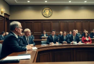 Courtroom scene during bankruptcy fraud trial