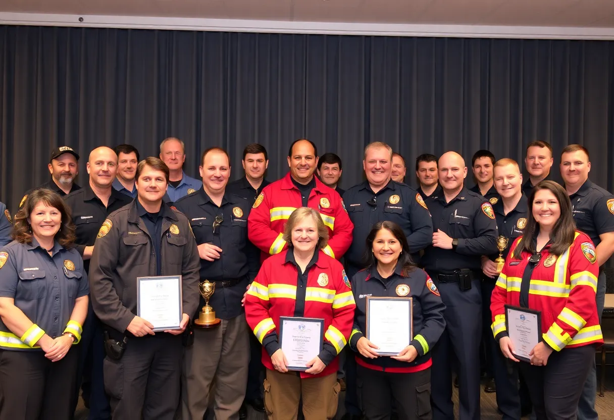 First responders celebrating at the awards ceremony