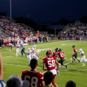 High school football game scene in Shreveport-Bossier City