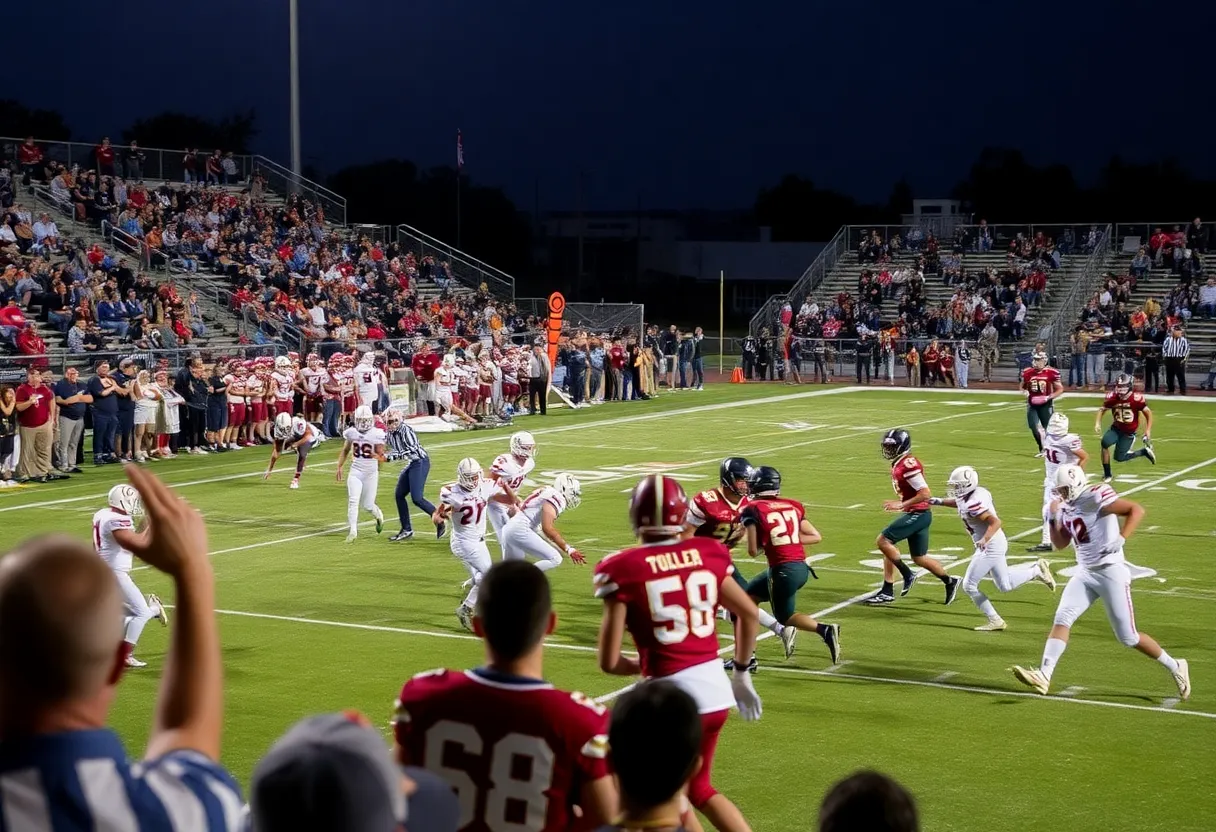 High school football game scene in Shreveport-Bossier City