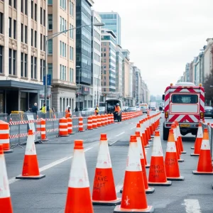 Construction work on Knight Street in Shreveport