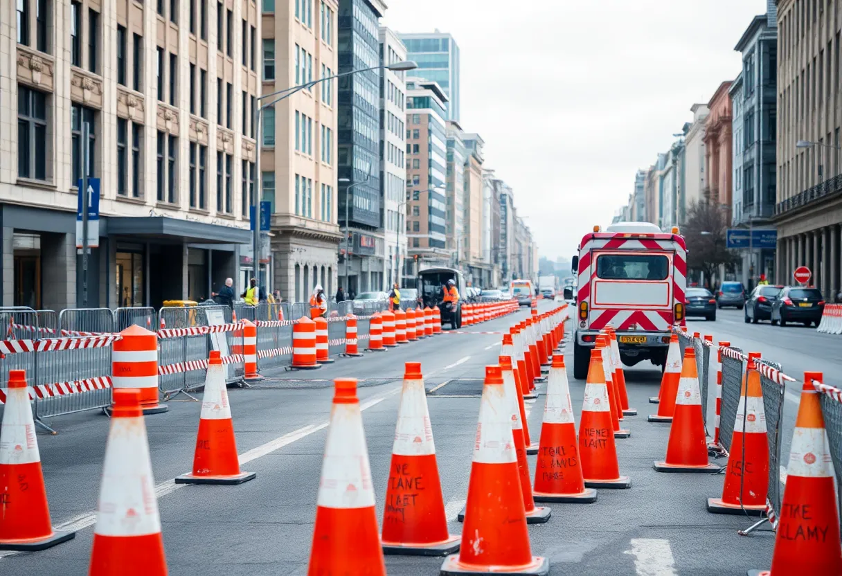Construction work on Knight Street in Shreveport