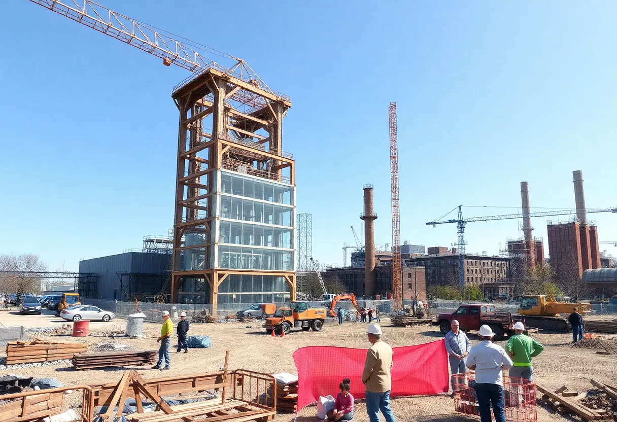 Construction site for revitalizing the former Libbey Glass manufacturing plant in Shreveport.