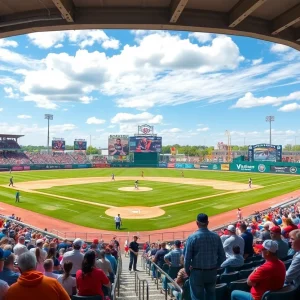 A college baseball game at VyStar Ballpark during the Live Like Lou Jax Classic