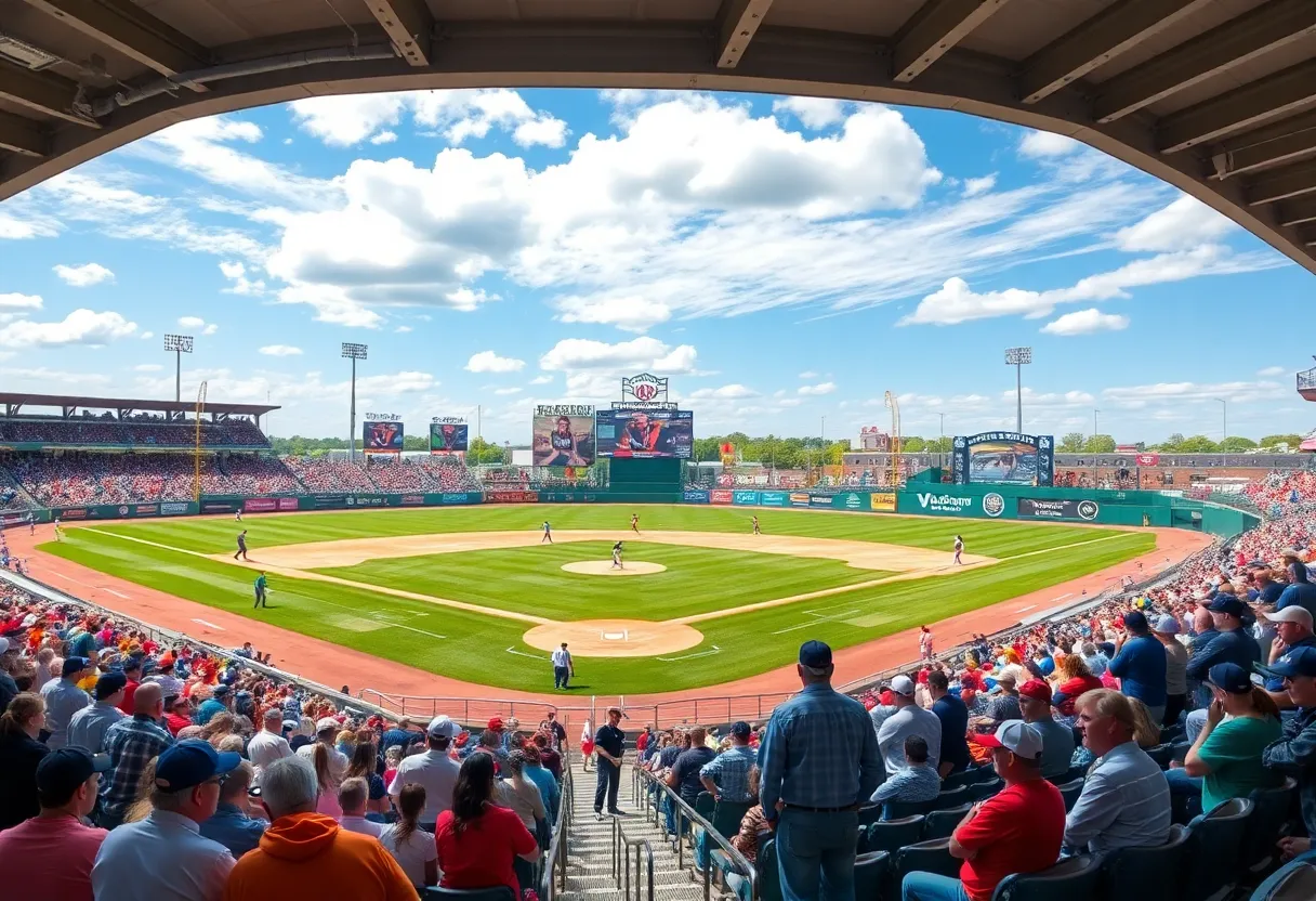 A college baseball game at VyStar Ballpark during the Live Like Lou Jax Classic