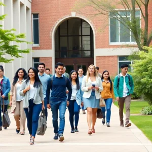 A diverse group of students on LSU campus representing the new freshman class.