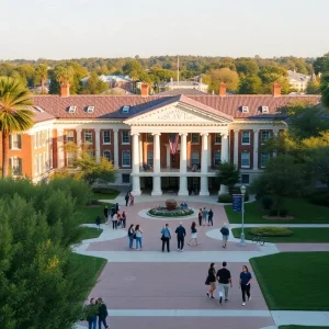 Students walking on Louisiana State University campus
