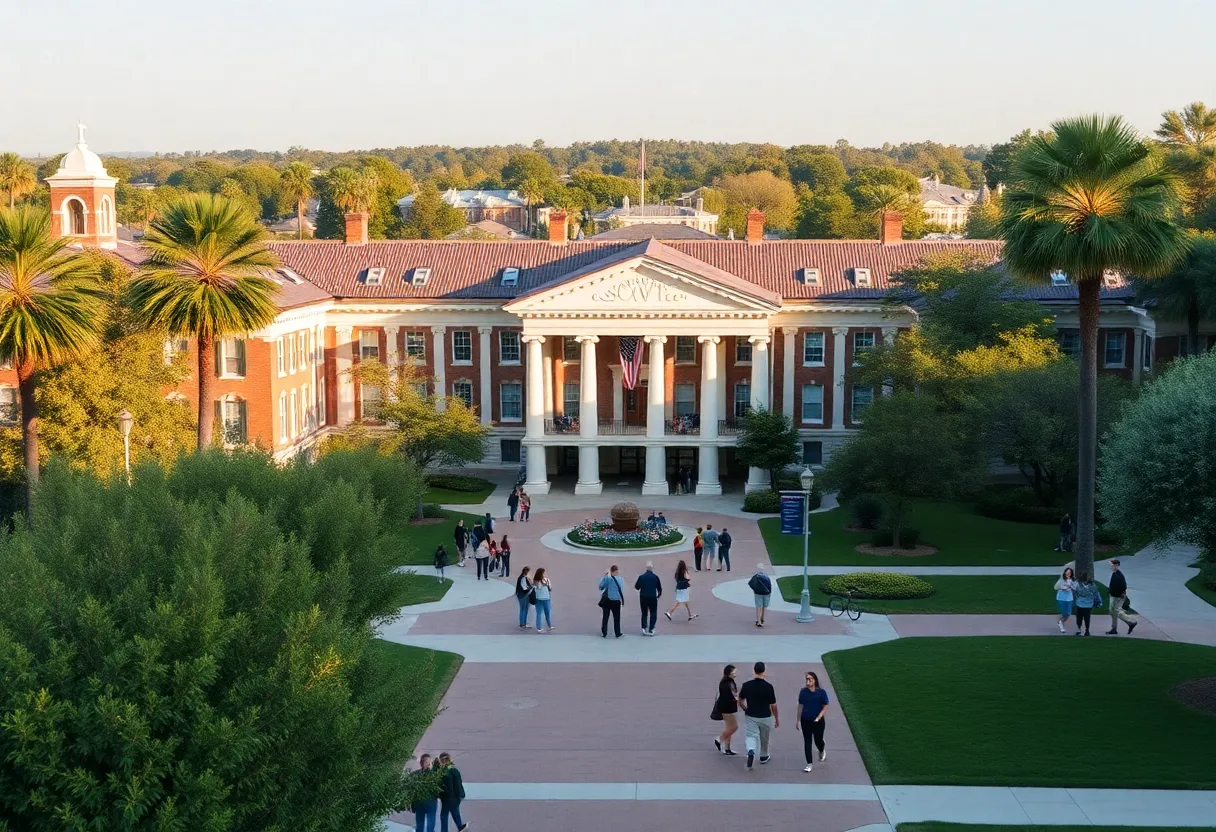 Students walking on Louisiana State University campus