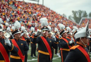 LSU marching band performing at a football game