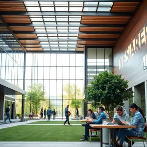 Students on LSU campus engaging in study