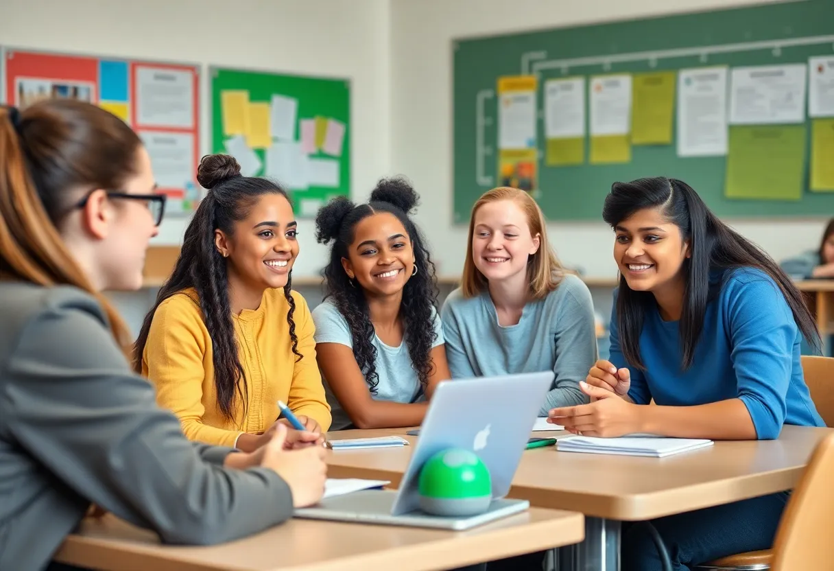 Students attending a mental health workshop in a classroom.