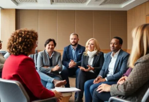Business leaders in a Q&A session with Mike Johnson