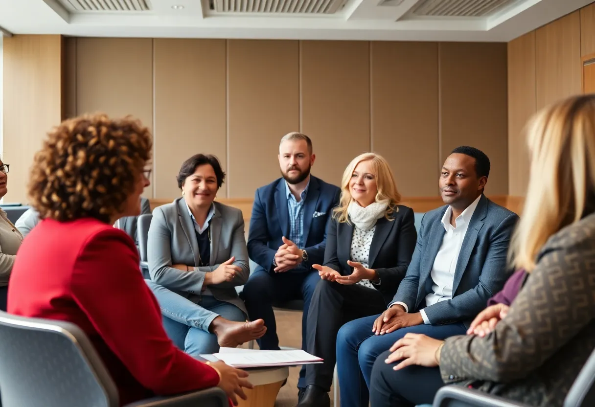 Business leaders in a Q&A session with Mike Johnson