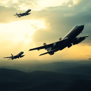 Military aircraft conducting operations against drug traffickers