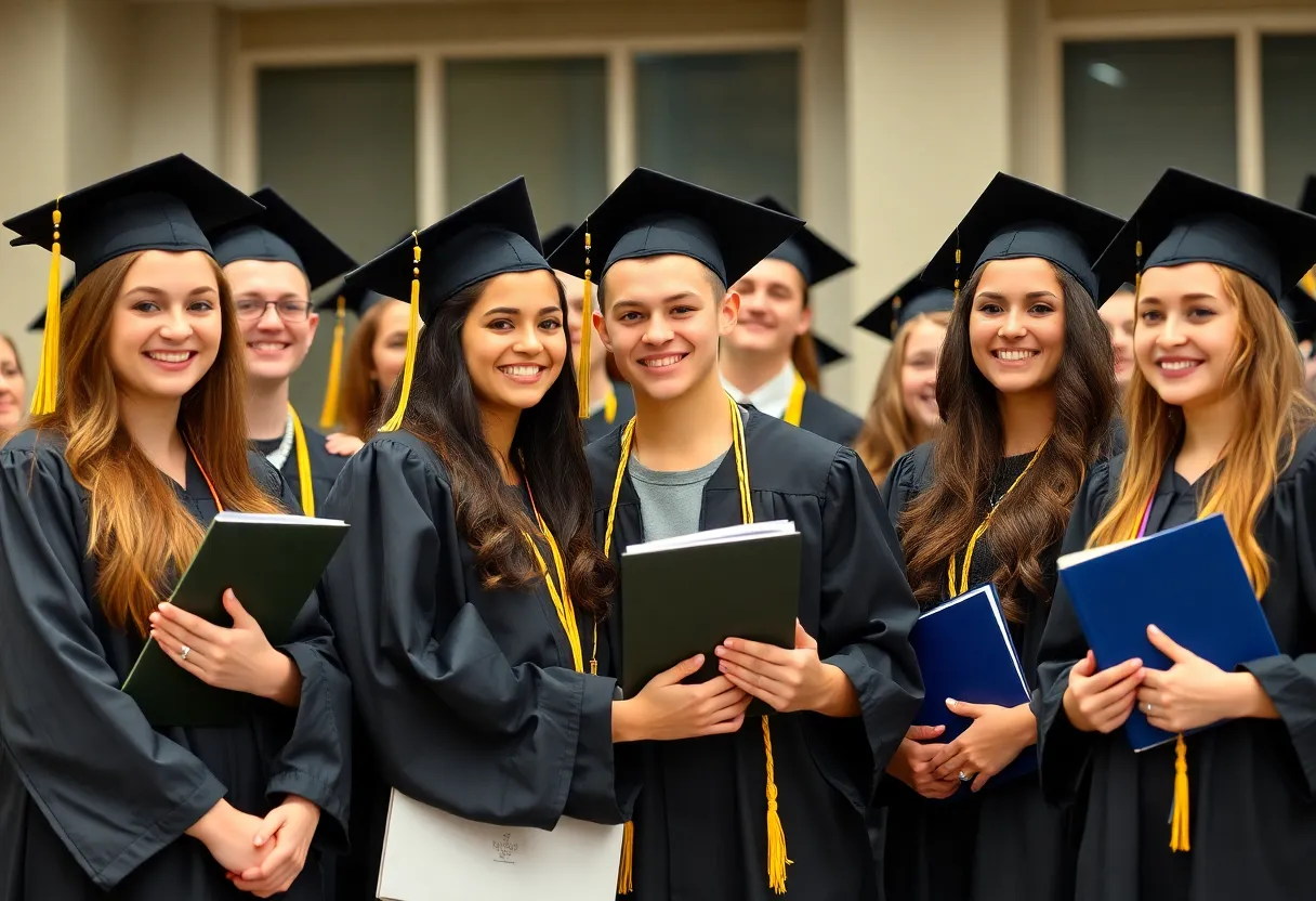 High school seniors celebrating their National Merit Semifinalist achievements