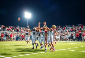 Parkway Panthers football players celebrating a touchdown