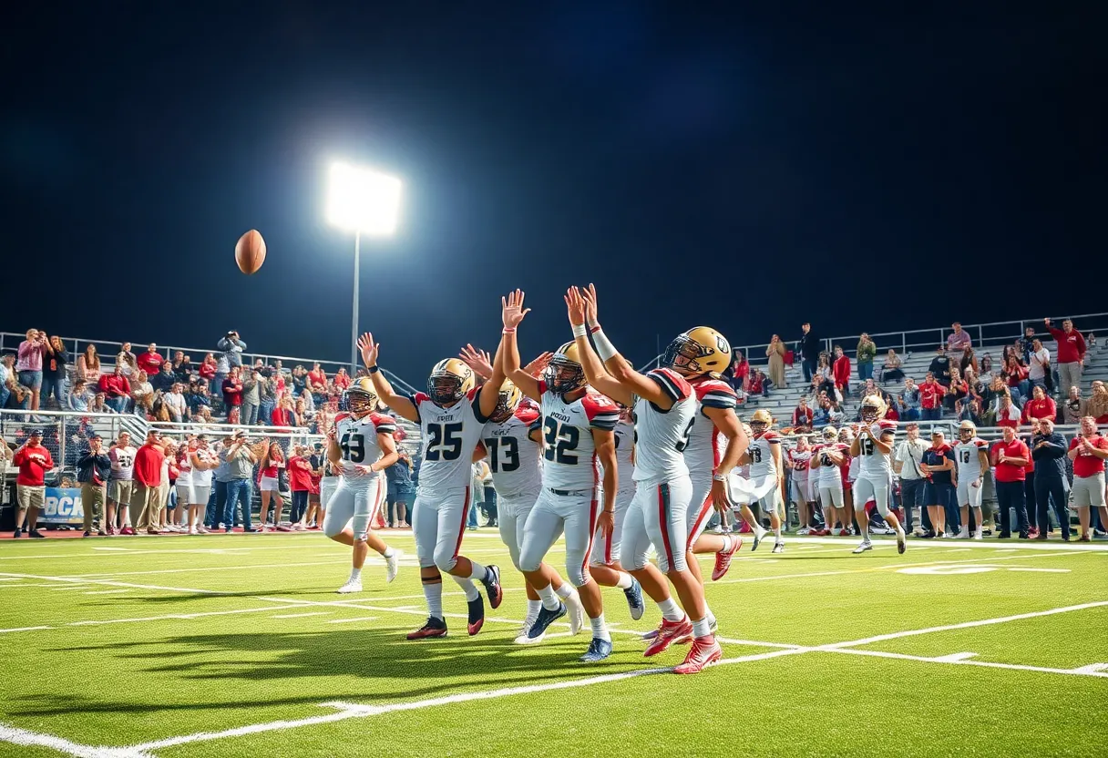 Parkway Panthers football players celebrating a touchdown