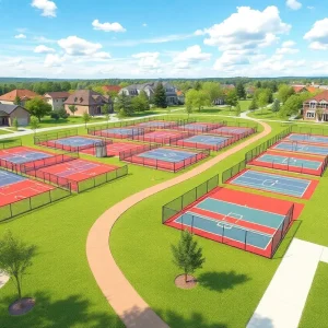 Illustration of the proposed pickleball park featuring courts and green space