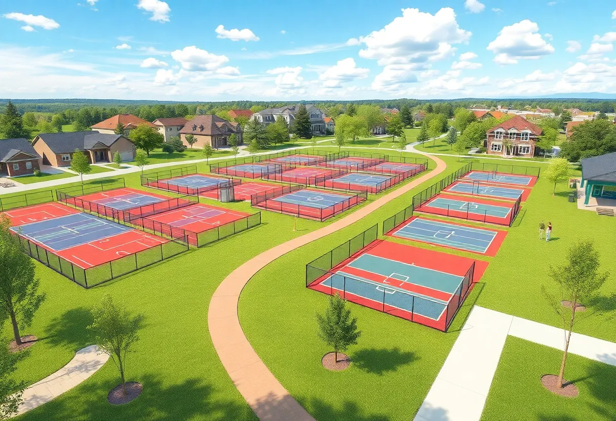 Illustration of the proposed pickleball park featuring courts and green space