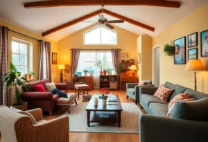 Interior view of the Ronald McDonald House with cozy seating and family-friendly decor.