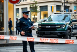 Police investigating a bank robbery scene.