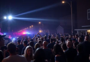 Emergency responders at the scene of a block party shooting in Shreveport