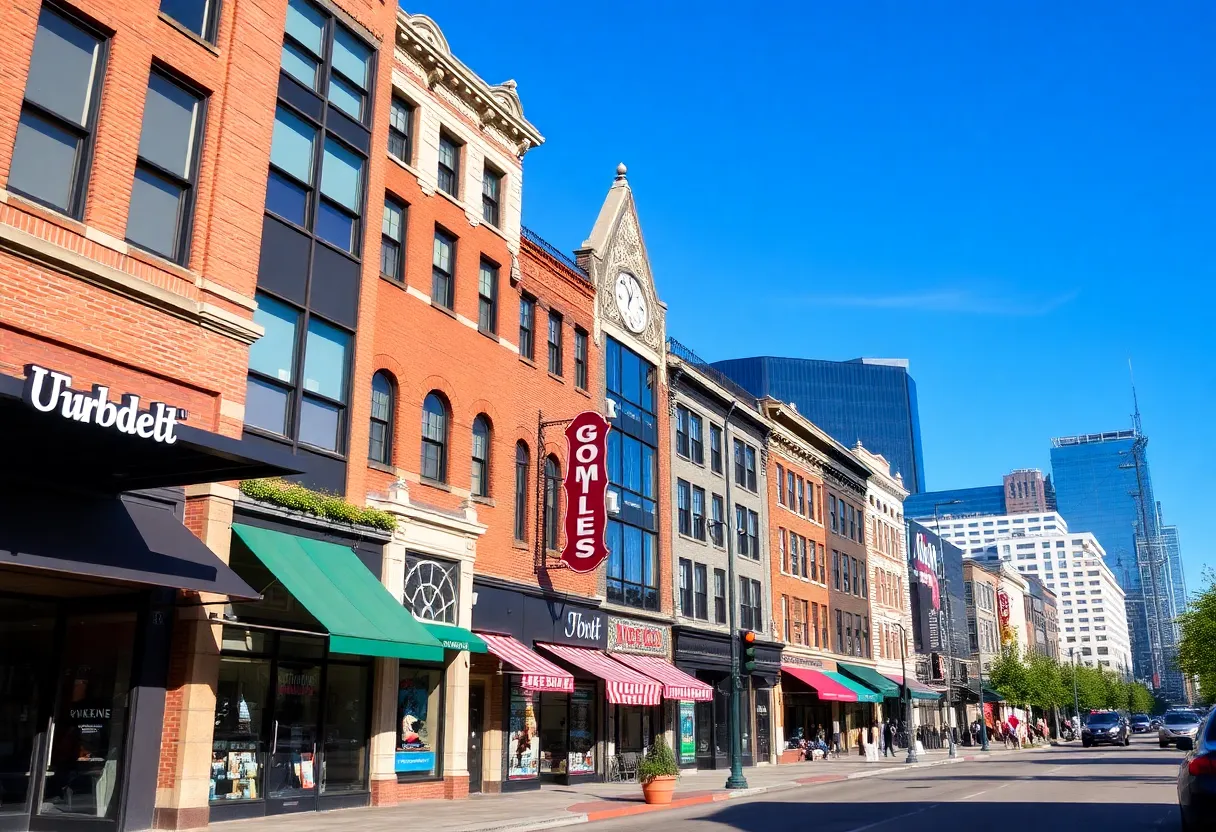 Downtown Shreveport showcasing entertainment venues