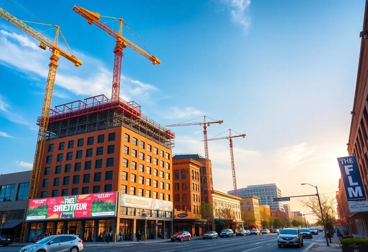 Conceptual image of Shreveport's entertainment district under construction