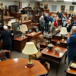 Auction scene at Creamer Furniture Company in Shreveport