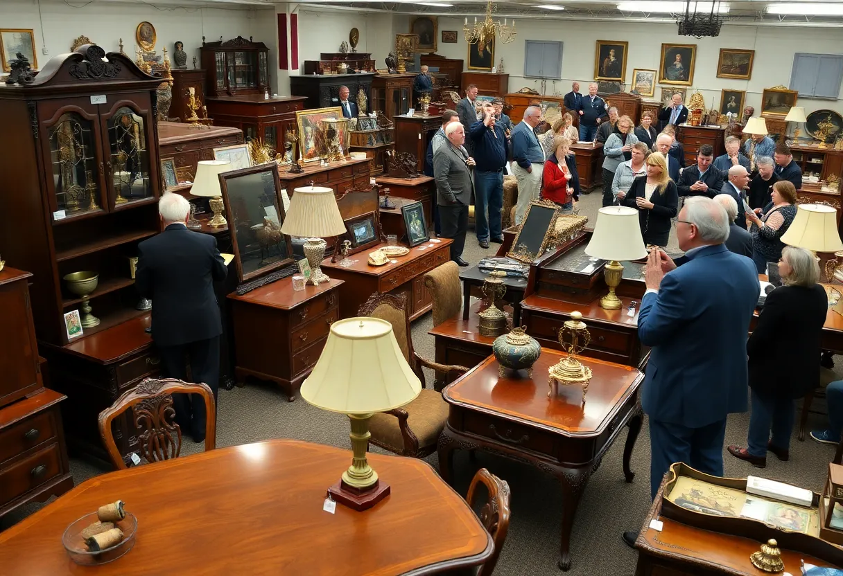 Auction scene at Creamer Furniture Company in Shreveport
