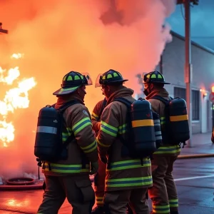 Shreveport firefighters responding to a hazardous materials incident.