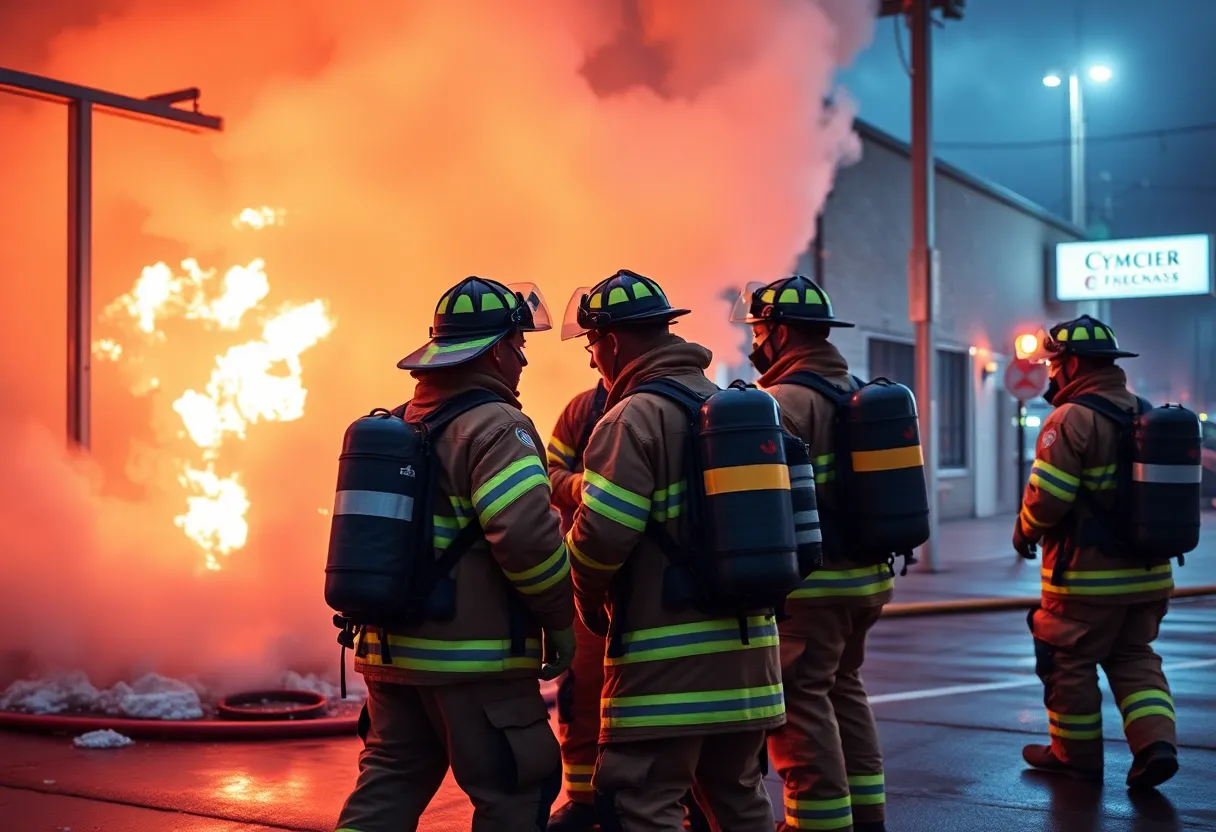 Shreveport firefighters responding to a hazardous materials incident.