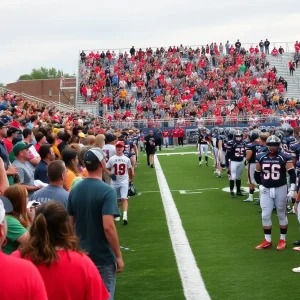 Fans and players at a high school football game in Shreveport