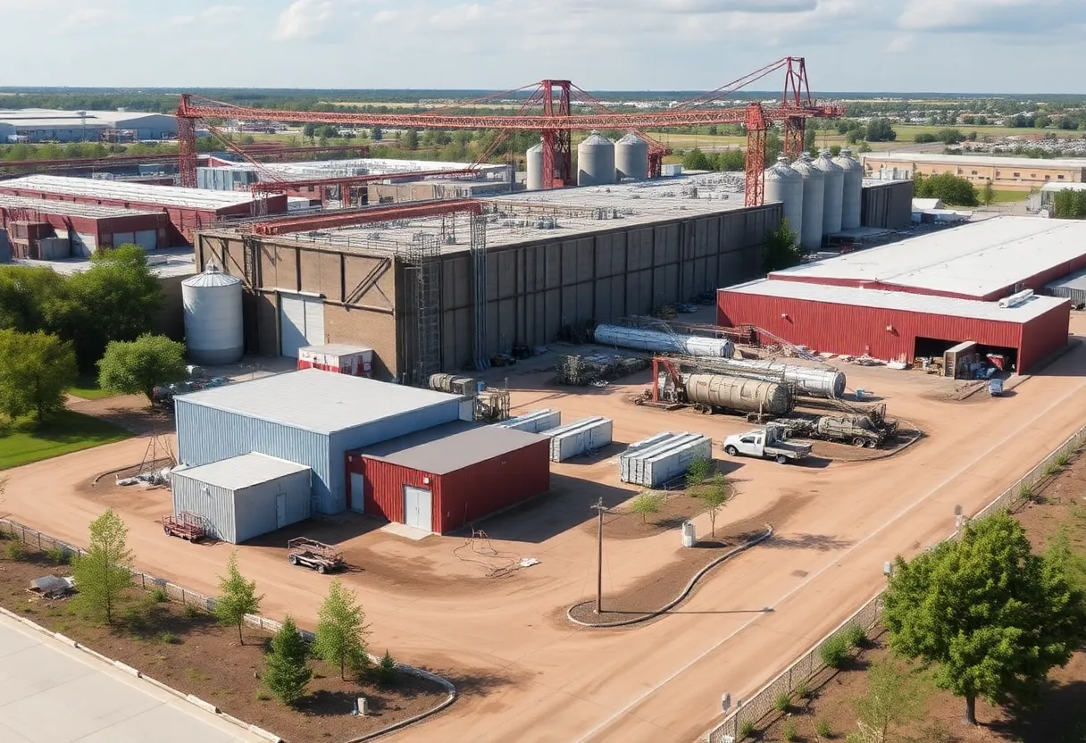 Revitalized industrial landscape of the former Libbey Glass site in Shreveport