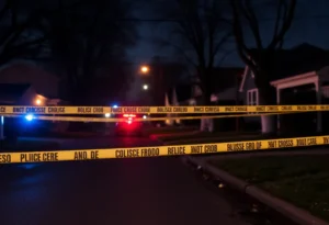 Police scene with tape in Shreveport after a mass shooting