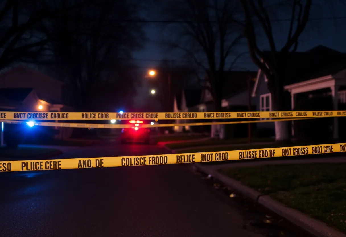 Police scene with tape in Shreveport after a mass shooting