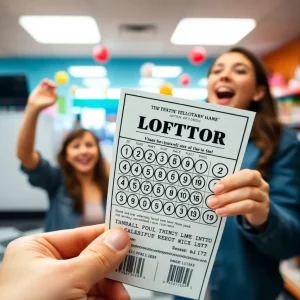 Celebration of a Mega Millions lottery winner in a Shreveport store