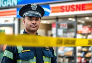 Shreveport Police standing outside a convenience store